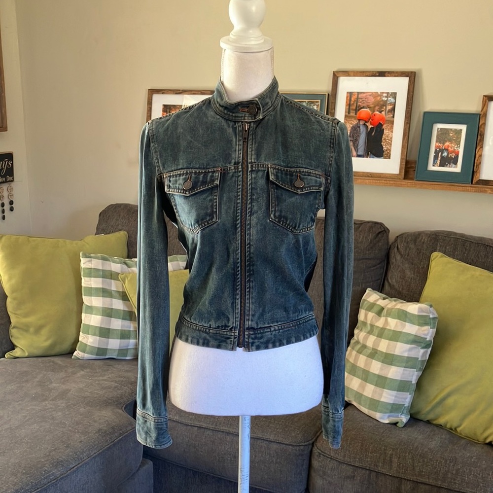 ARMANI long sleeve zip up Jean jacket small